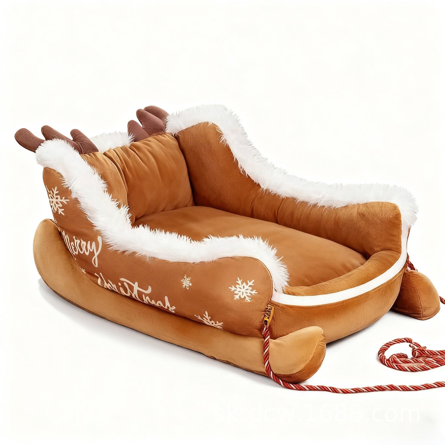 Corbeille Festive en Peluche pour Chien & Chat — Traîneau Noël / Chaleur & Confort / M & L