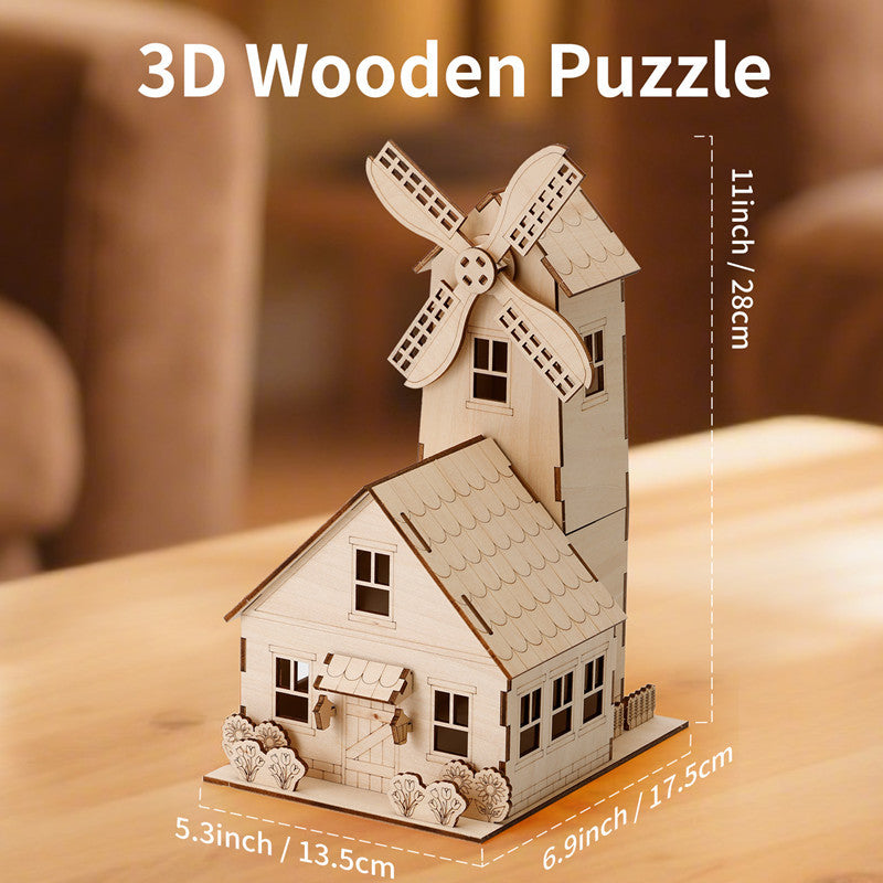 Puzzle 3D en Bois de Style Européen — Modèle Architectural À Assembler