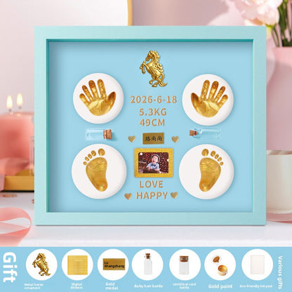 Kit Empreintes Mains & Pieds Bébé — Argile Non Toxique / Cadre 30 cm / Coffret Cadeau