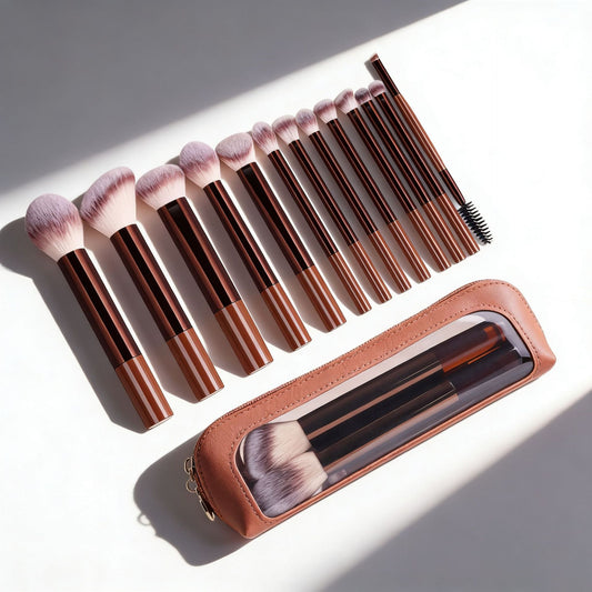 GlamBrush Pro – Set van 13 Professionele Make-upkwasten met Lang Handvat