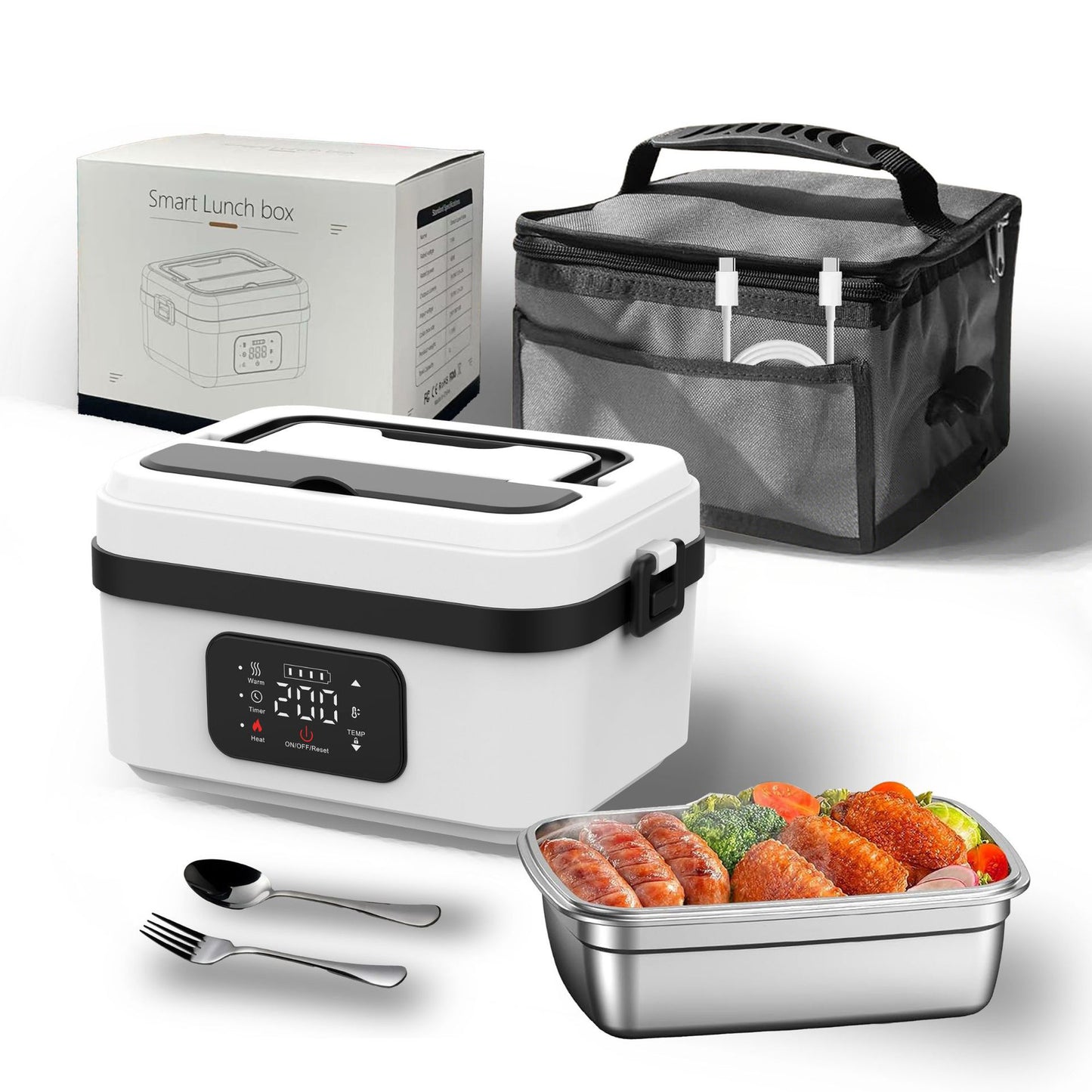 Lunch Box Chauffante Sans Fil Rechargeable — Inox 304 / 1L / USB-C / 60W