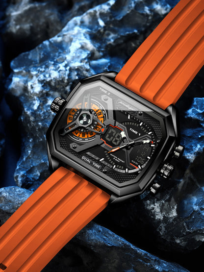 Herenhorloge met dubbele weergave en verlichting