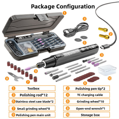 Stylo de Polissage et de Gravure Miniature — 4 en 1, Rechargeable USB