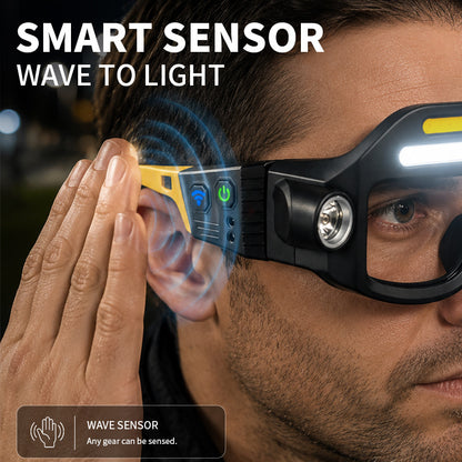 Lunettes Lampe Frontale LED COB — Mains Libres / USB-C / IPX4