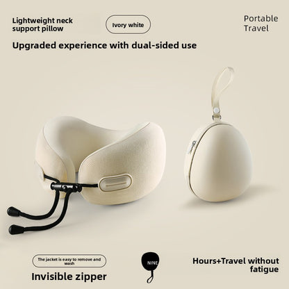 Oreiller de Voyage Cervical Mémoire de Forme — Tissu Ice Silk / Boîte Œuf / 4 Coloris