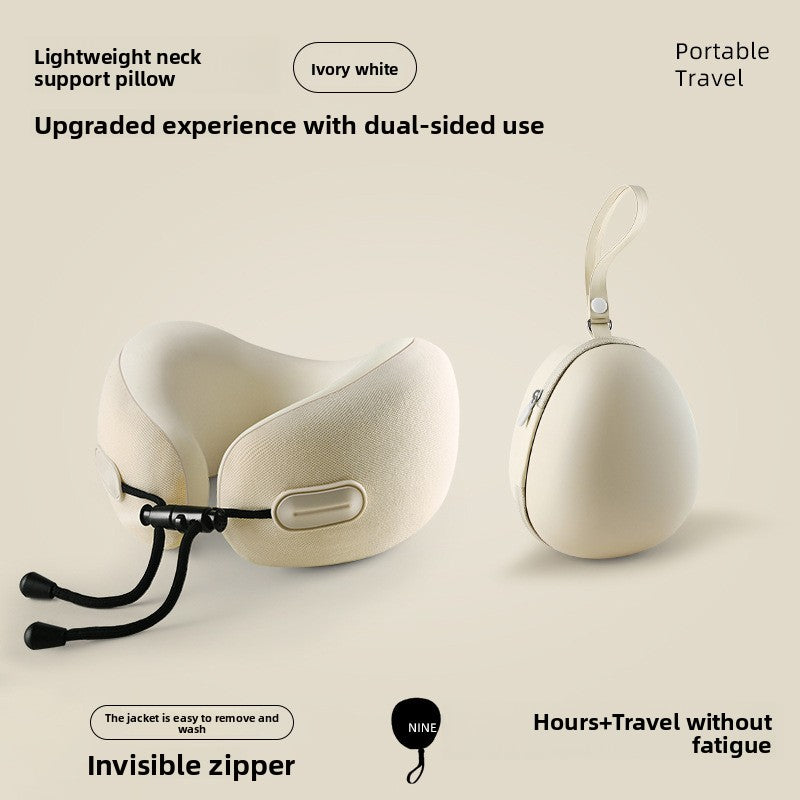 Oreiller de Voyage Cervical Mémoire de Forme — Tissu Ice Silk / Boîte Œuf / 4 Coloris
