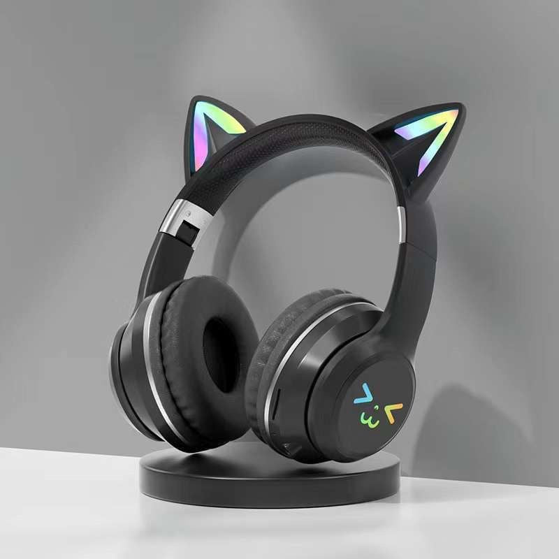 Casque Gaming Bluetooth Oreilles de Chat LED