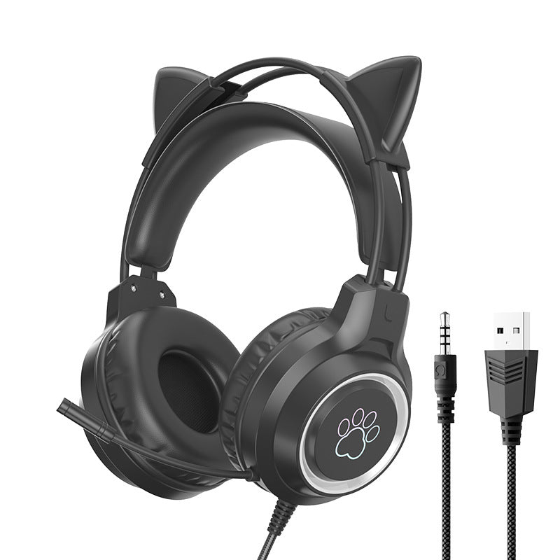 Bedrade Gamingheadset met kattenoren en LED