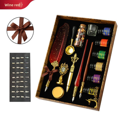 Plume Style Européen Vintage — Finitions Dorées / Pointe Acier 0.5mm / Coffret Cadeau
