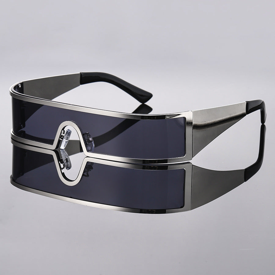 Lunettes de Soleil Punk Futuristes Monture Métal UV400 Coupe-Vent