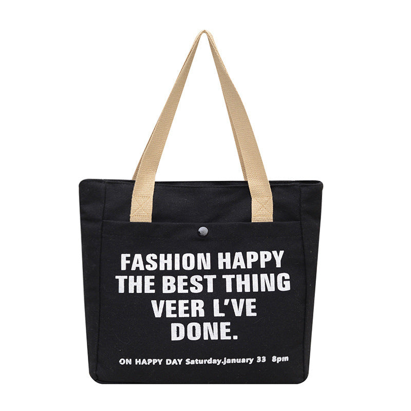 Tote Bag Canvas Imprimé Lettres — 2 Coloris