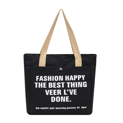 Tote Bag Canvas Imprimé Lettres — 2 Coloris