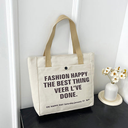 Tote Bag Canvas Imprimé Lettres — 2 Coloris