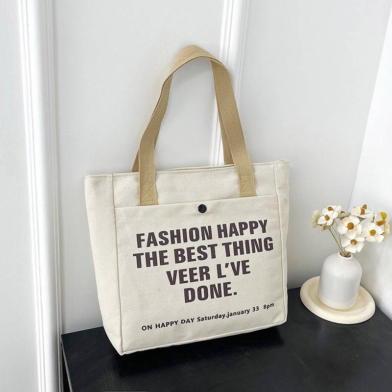Tote Bag Canvas Imprimé Lettres — 2 Coloris