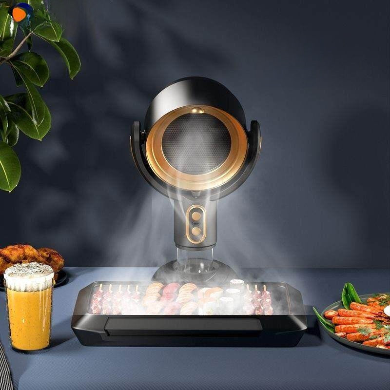 AirClean Pro – Oplaadbare Draagbare Afzuigkap | Dubbele Filtratie, Fondue & Barbecue, Goud & Paars