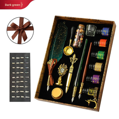 Plume Style Européen Vintage — Finitions Dorées / Pointe Acier 0.5mm / Coffret Cadeau