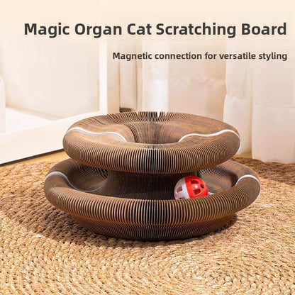 Opvouwbare magnetische krabpaal voor katten met belletjesbal