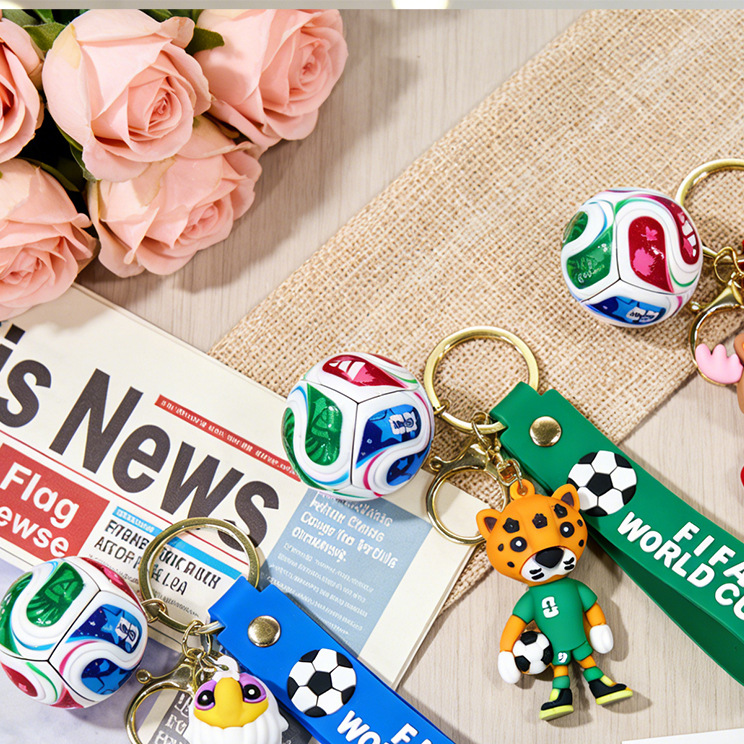 World Cup Mascot Keychain Football Trophy Pendant