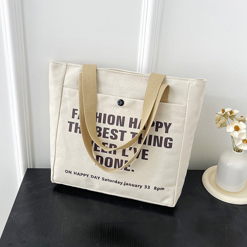 Tote Bag Canvas Imprimé Lettres — 2 Coloris