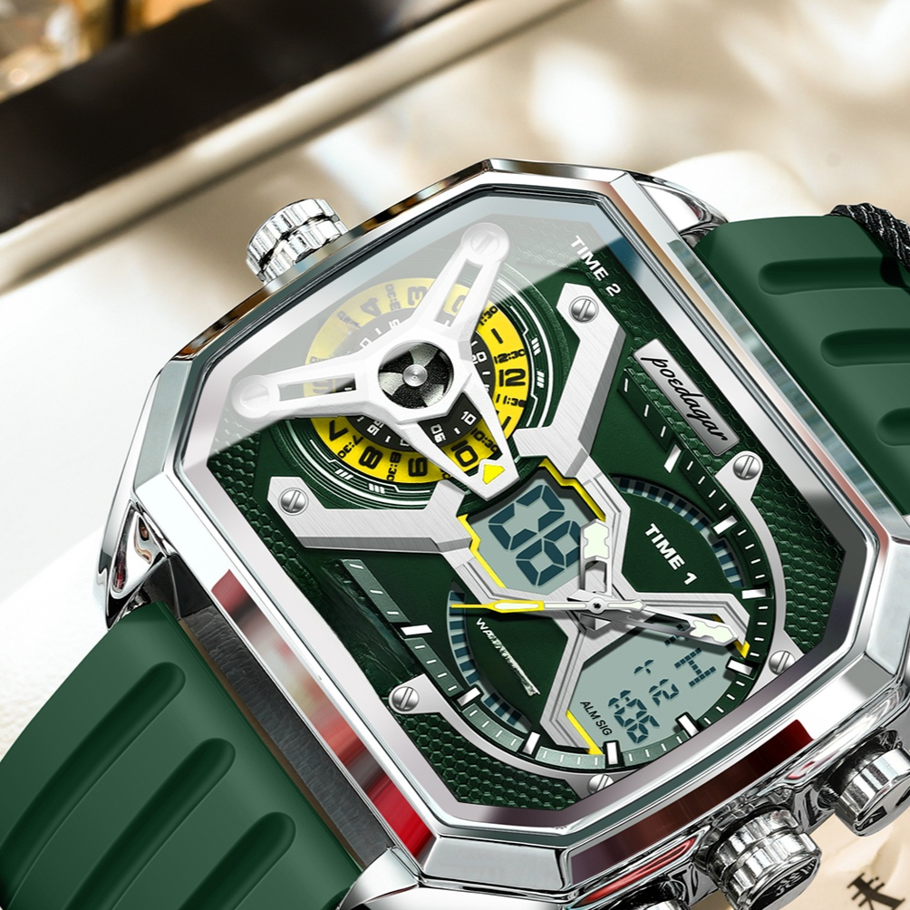 Herenhorloge met dubbele weergave en verlichting
