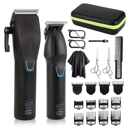 Kit Tondeuse Professionnelle LED Sans Fil — 2 Tondeuses / Lames Inox / 4 Coloris