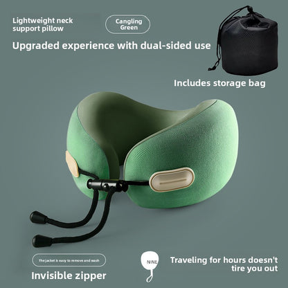 Oreiller de Voyage Cervical Mémoire de Forme — Tissu Ice Silk / Boîte Œuf / 4 Coloris