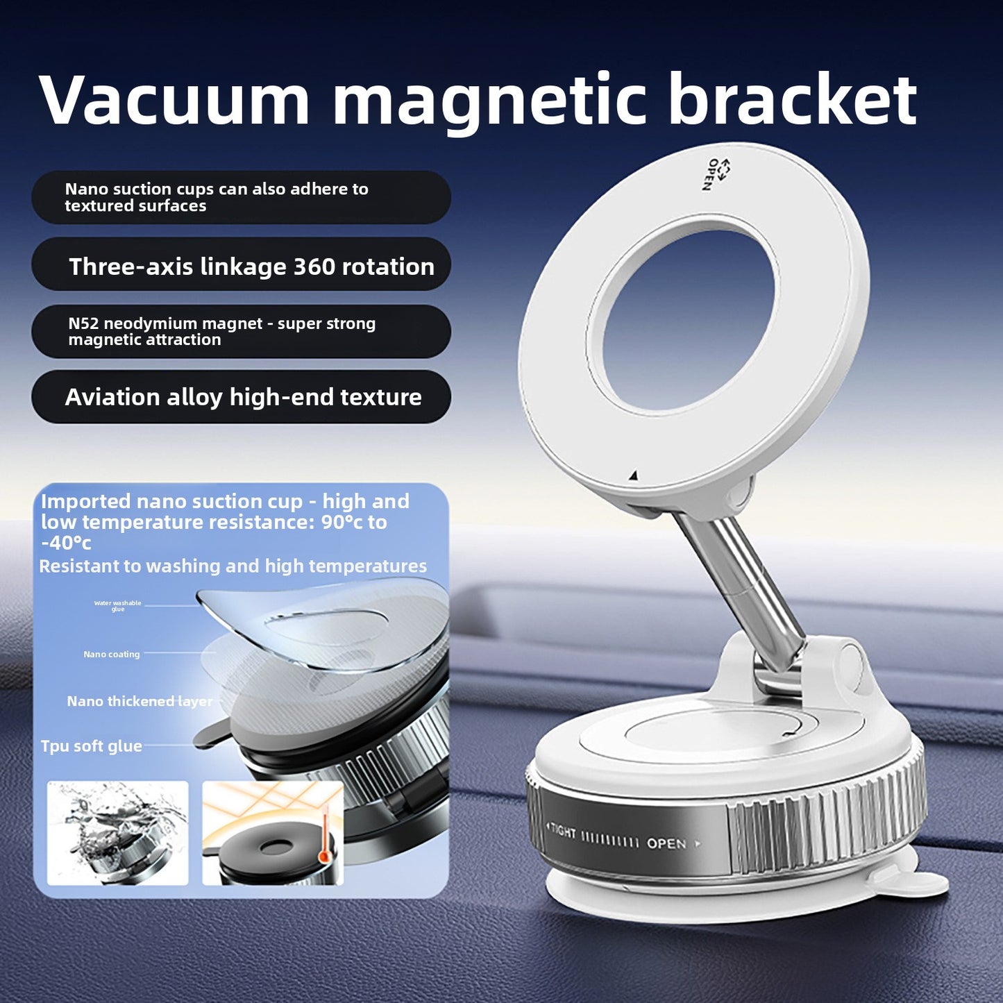 MagMount Pro – Support Téléphone Voiture Magnétique Ventouse 360°