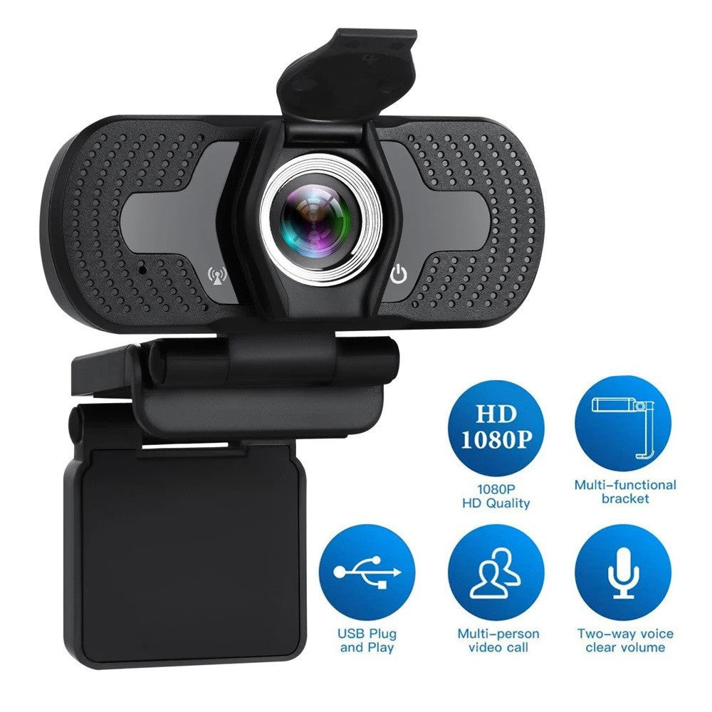 Webcam USB HD 1080p avec Microphone Intégré — Cache Confidentialité