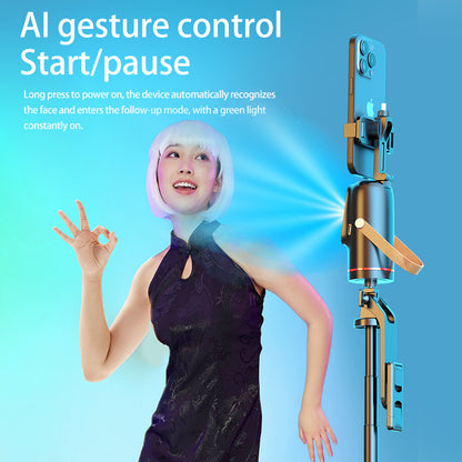 Stabilisateur Cardan Smartphone IA avec Suivi Facial & Double Lampe