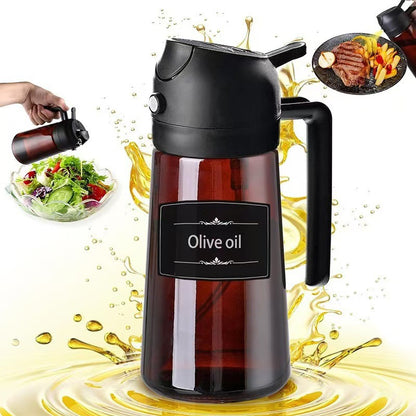 Flacon Vaporisateur d’Huile en Verre Anti-Lumière — 470ml / Pinceau Inclus