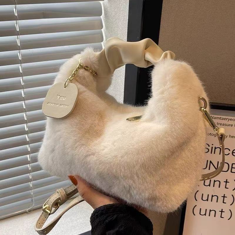 Sac Mao Mao Fourrure Plush — Bandoulière & Épaule / 4 Coloris