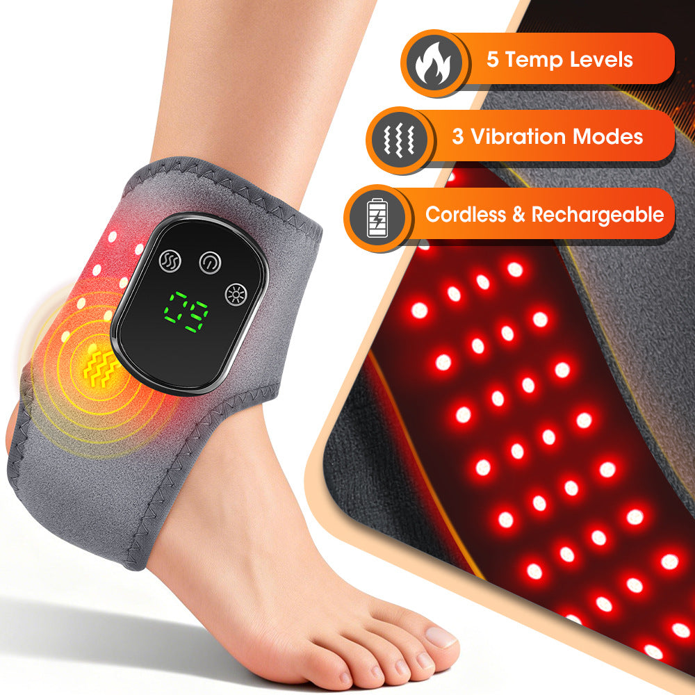 FootGlow Pro – Masseur Cheville Lumière Rouge 40 LED | Chaleur & Vibration Sans Fil
