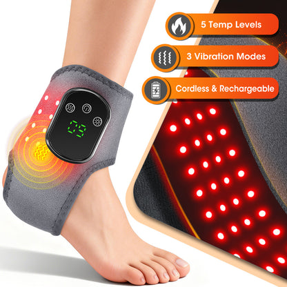 FootGlow Pro – Masseur Cheville Lumière Rouge 40 LED | Chaleur & Vibration Sans Fil