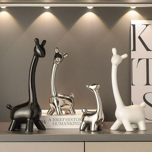 Famille de cerfs décoratifs en porcelaine
