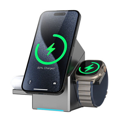 ChargePod Pro – 3-in-1 Draadloos Laadstation | 15W Magnetisch & Roteerbaar