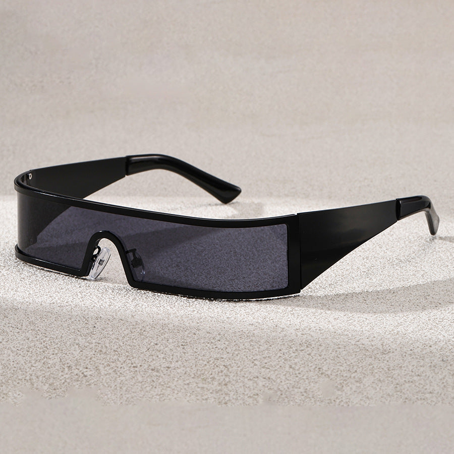 Lunettes de Soleil Punk Futuristes Monture Métal UV400 Coupe-Vent