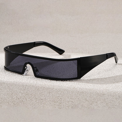 Lunettes de Soleil Punk Futuristes Monture Métal UV400 Coupe-Vent