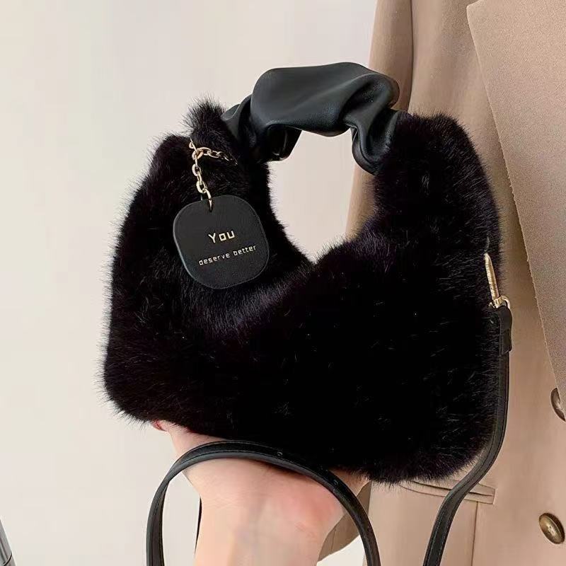Sac Mao Mao Fourrure Plush — Bandoulière & Épaule / 4 Coloris