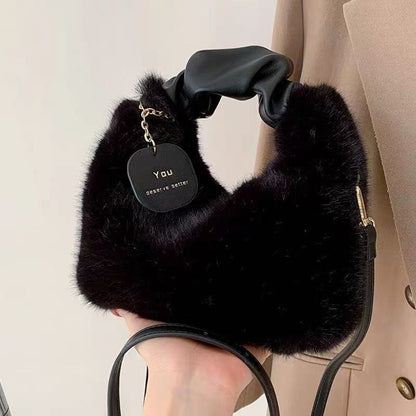 Sac Mao Mao Fourrure Plush — Bandoulière & Épaule / 4 Coloris