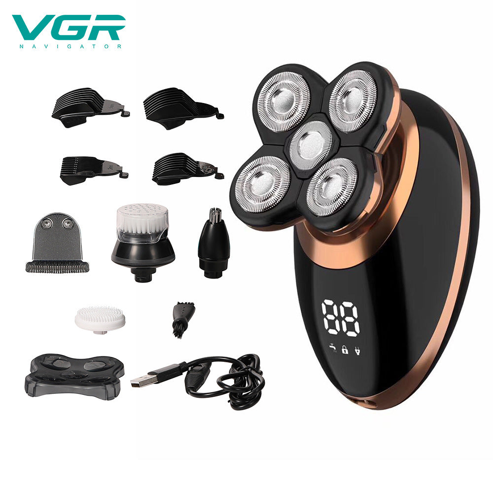 Rasoir Électrique Rechargeable Multifonctionnel 5 en 1 — Rotatif / LCD / Waterproof