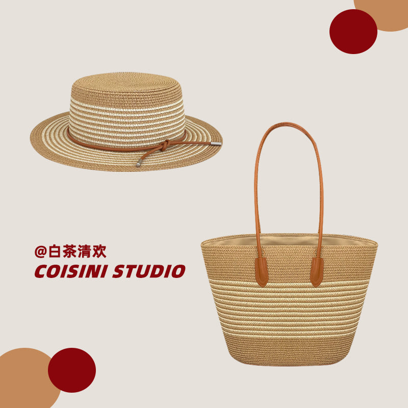 StrawSet – Kit Sac Cabas + Chapeau Paille Tressé Femme