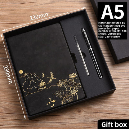 Coffret Carnet A5 en Simili Cuir avec Dorure