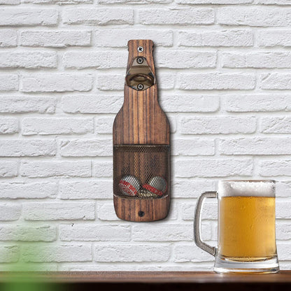 CapWood Pro – Vintage Wandopener in Hout met Dopjesopvanger | 25cm