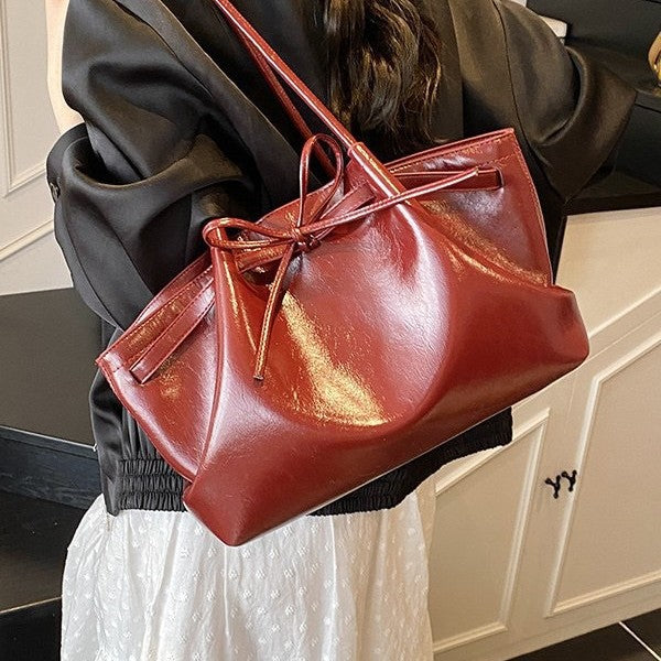 Sac Cabas en Osier avec Nœud Papillon — Style Coréen