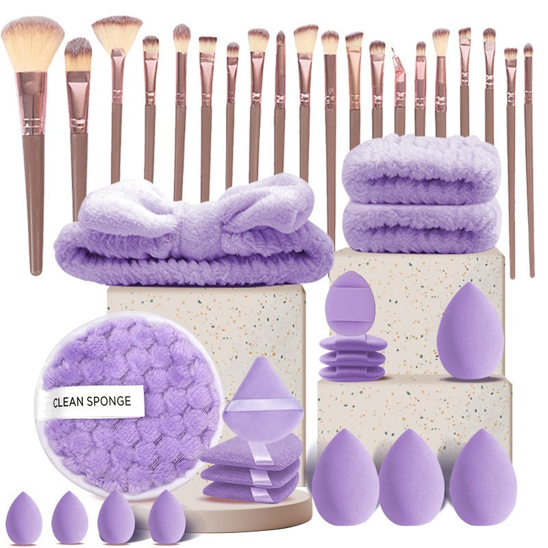 Set Pinceaux Maquillage Professionnel 56 Pièces + Éponge & Houppette — 4 Coloris