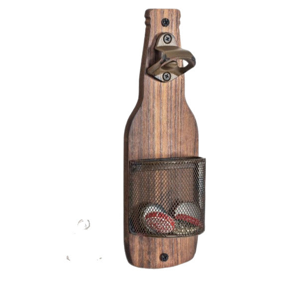 CapWood Pro – Vintage Wandopener in Hout met Dopjesopvanger | 25cm