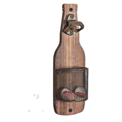 CapWood Pro – Vintage Wandopener in Hout met Dopjesopvanger | 25cm