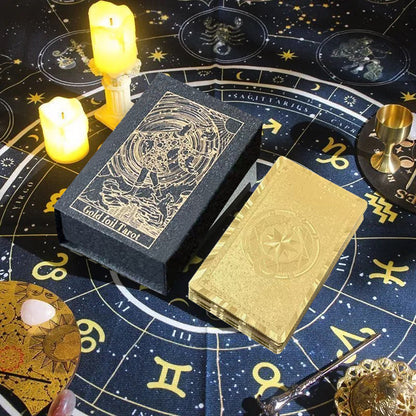 Jeu de Tarot Classique Feuille d'Or 78 Cartes avec Guide