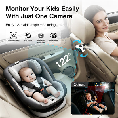 Moniteur Bébé pour Siège Auto — Caméra 5 MP / Vision Nocturne / CarPlay