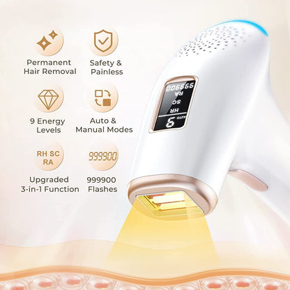 SilkFlash IPL 3-en-1 – Épilateur Lumière Pulsée, Rajeunissement & Anti-Acné
